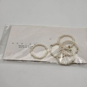 NWT Nyu Nyu Set Of 5 Faux Pearl Rings